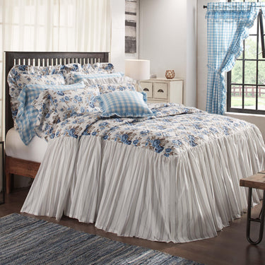 Annie Blue Floral Ruffled Twin Coverlet 76x39+27 VHC Brands - The Fox Decor